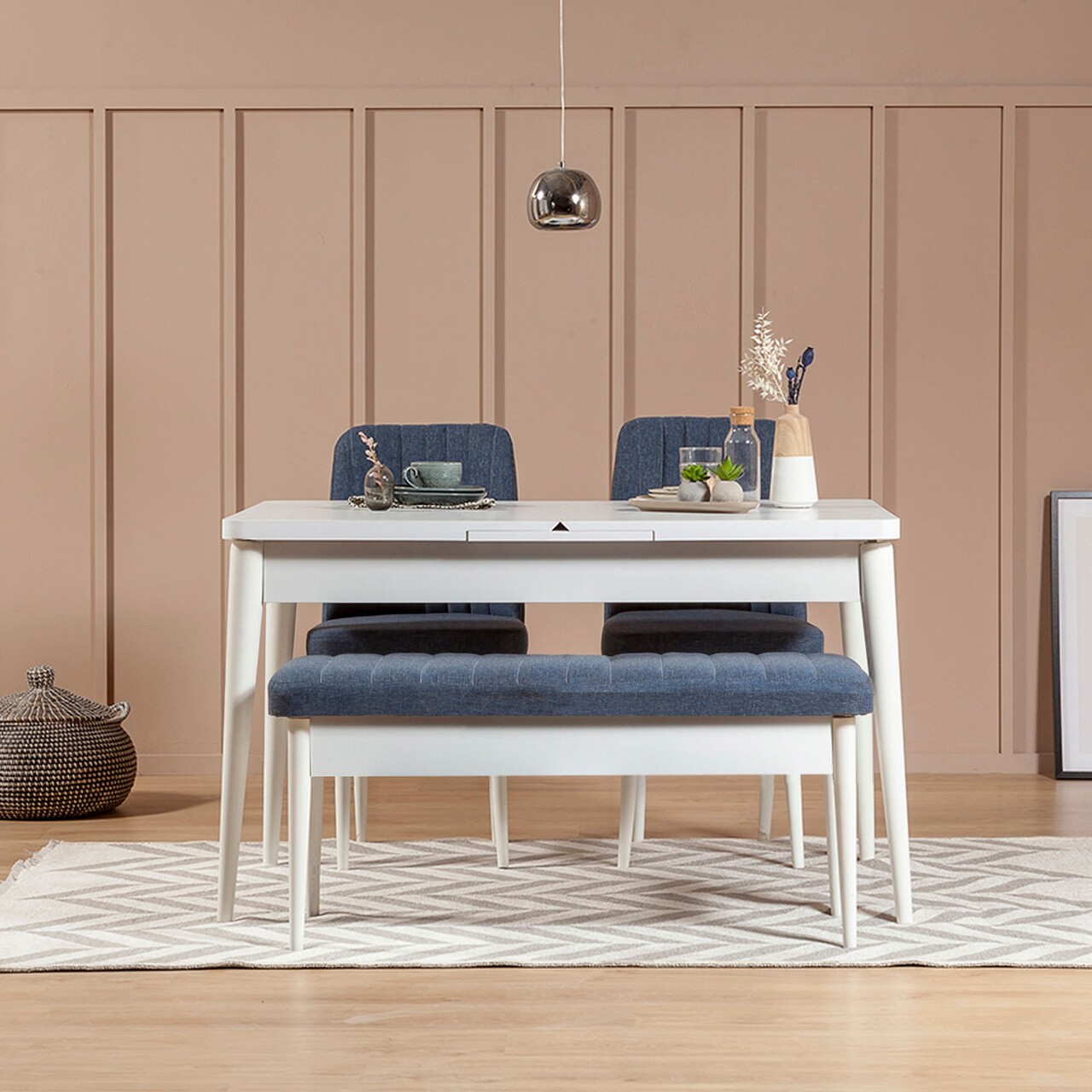Bancheta Vina 1048-1, Dark Blue, White, Vella, 110x40x51 cm - imagine 7